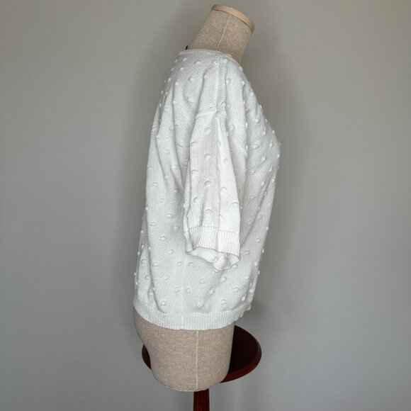 JOIE Women's Camren Textured Dot Short Sleeve Pullover Sweater White Size Small - Picture 6 of 9